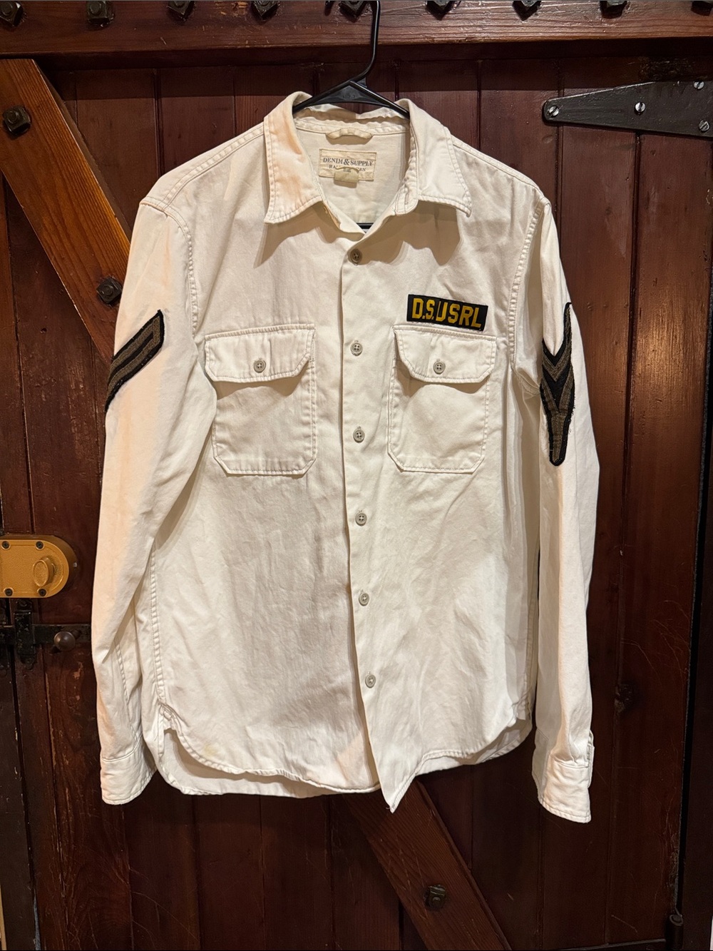 Denim & Supply Ralph Lauren White Military Patch Shirt Jacket
